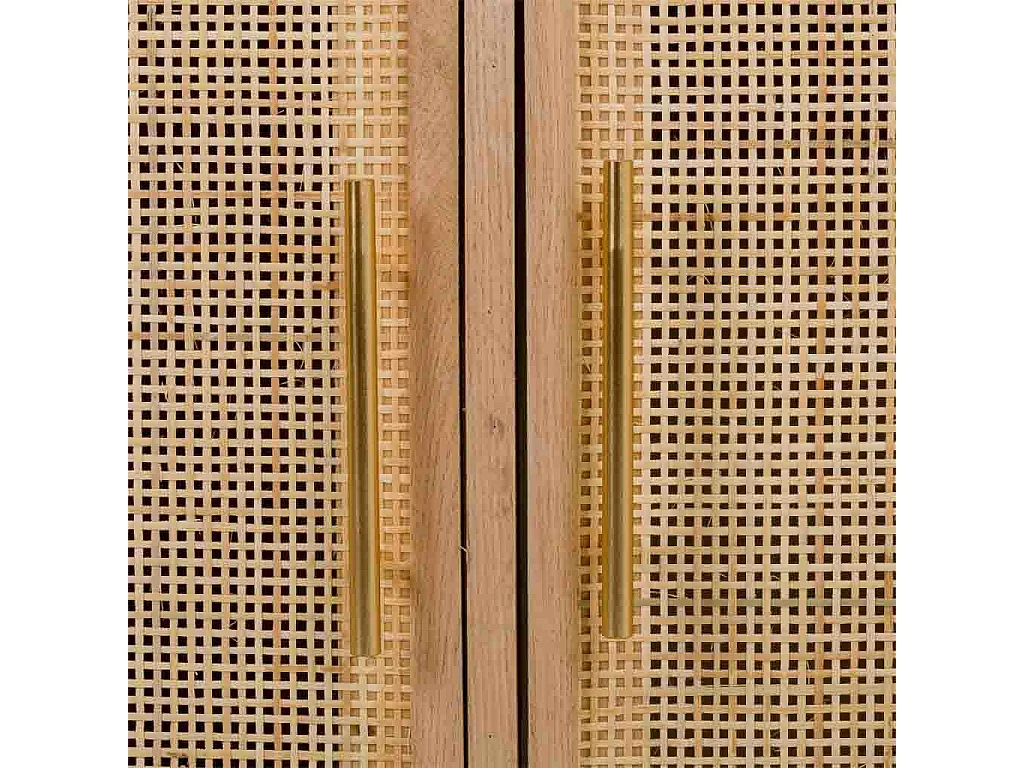 Aparador de madeira e malha marrom 120x41,5x71