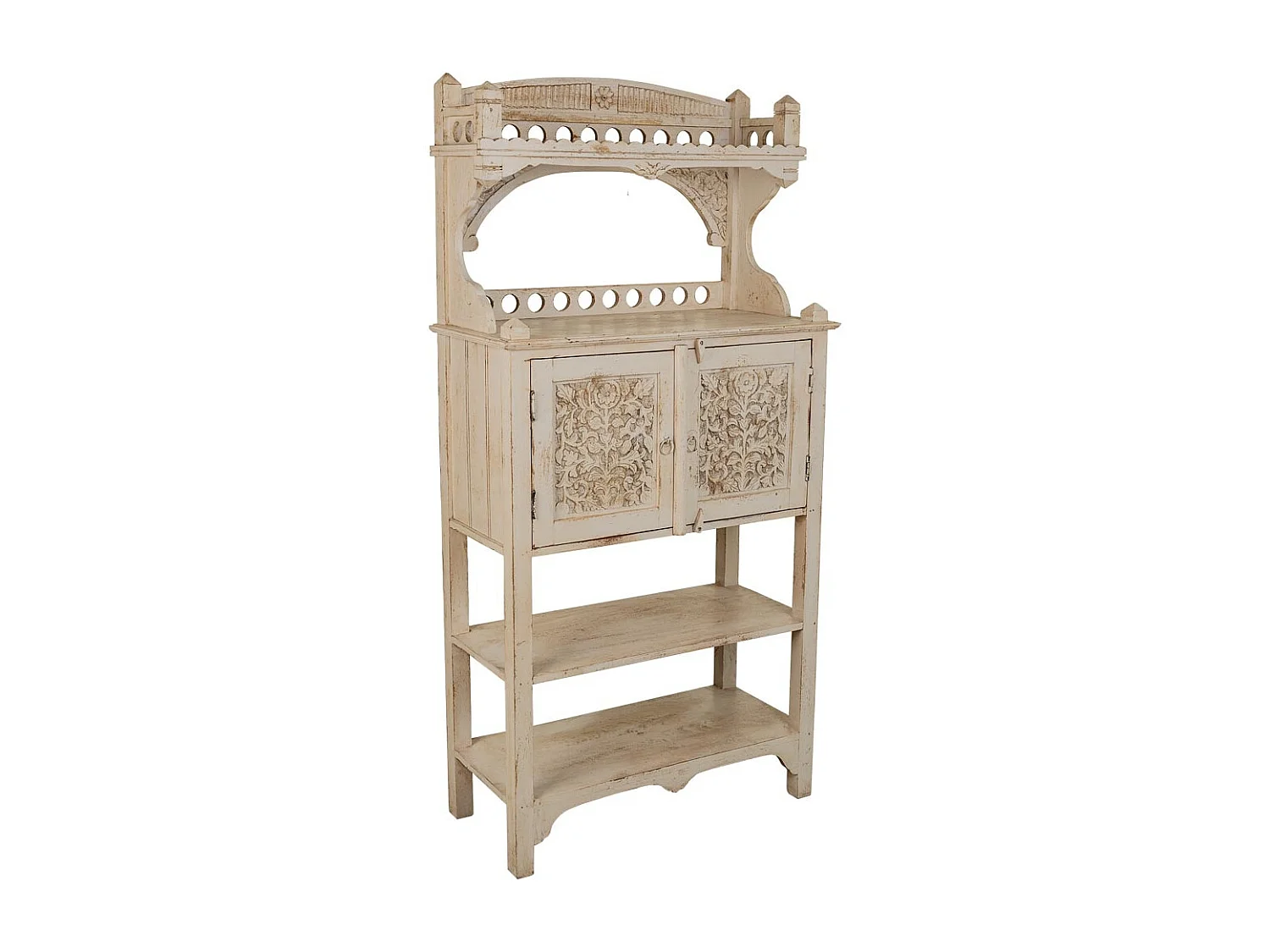 Aparador de madera artesanal blanco 75x35x150