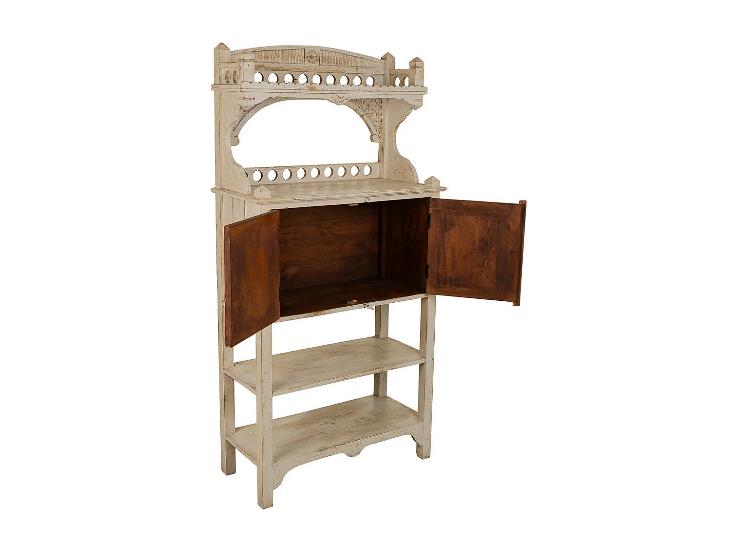 Aparador de madera artesanal blanco 75x35x150