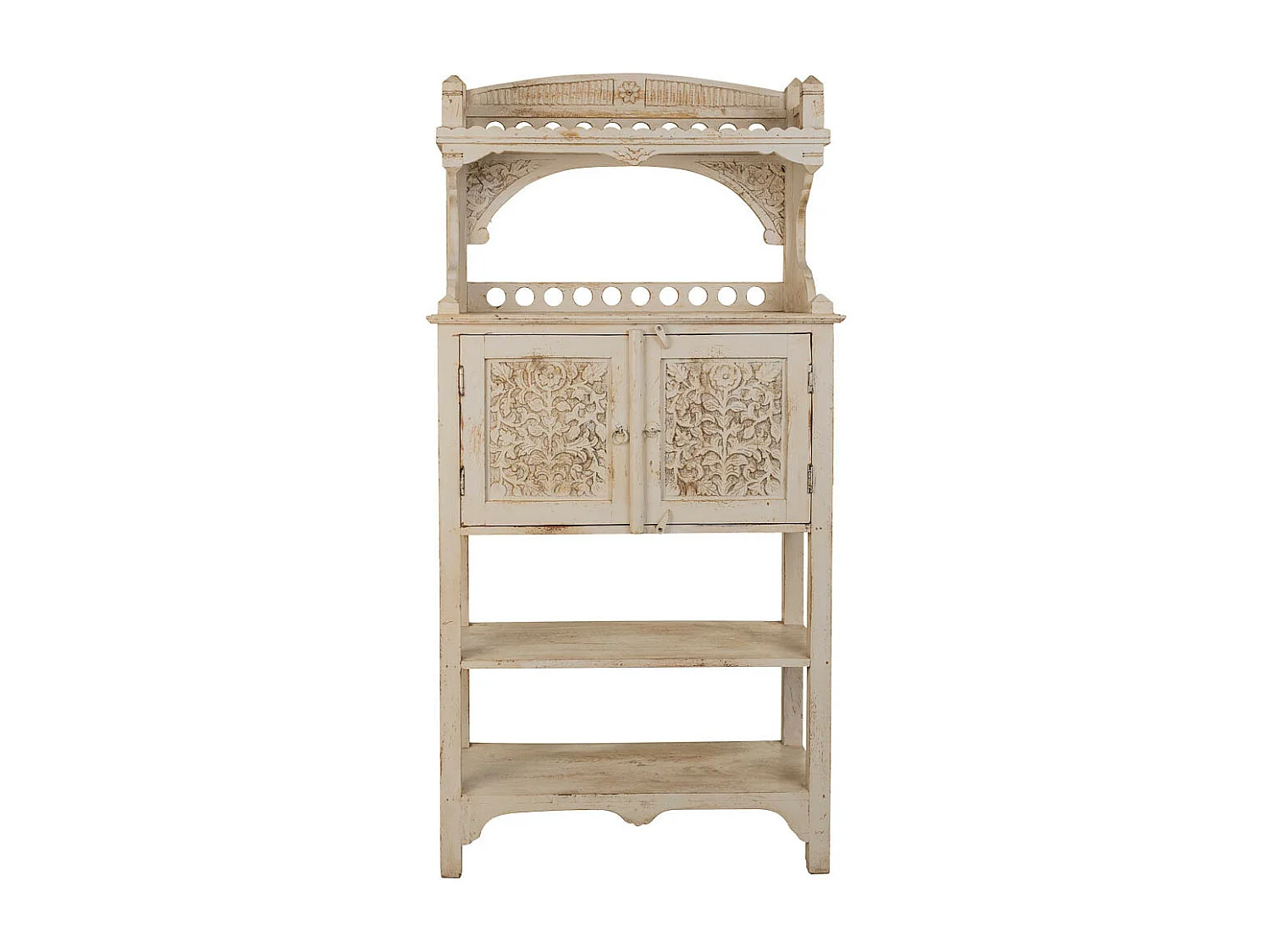 Aparador de madera artesanal blanco 75x35x150