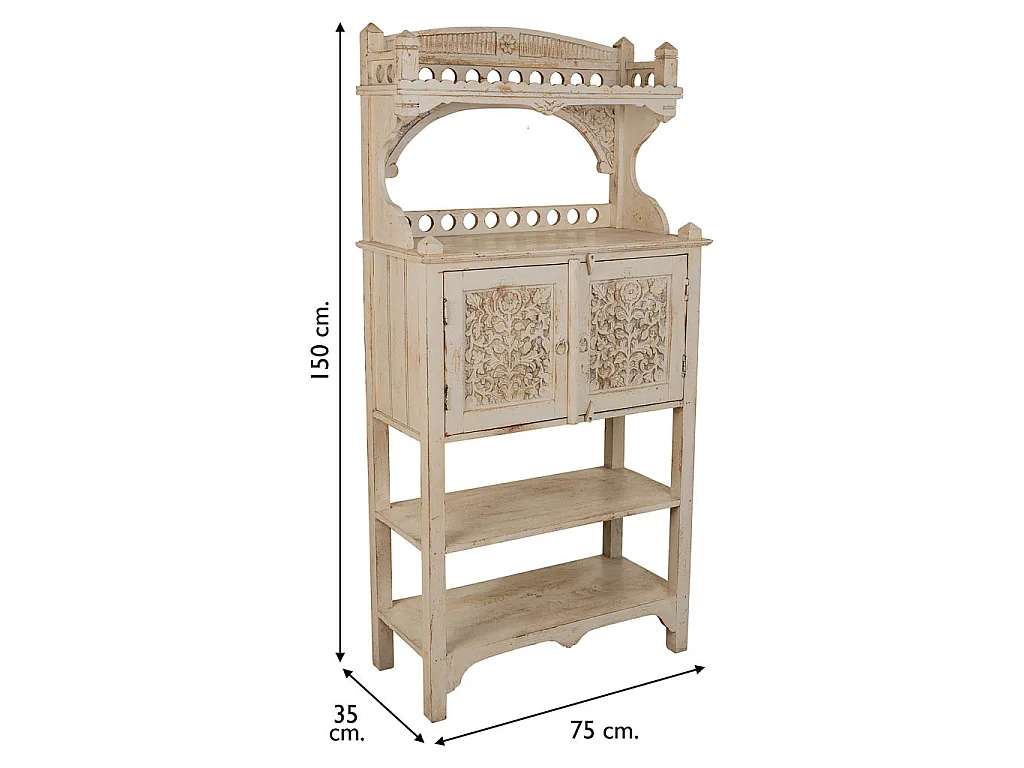 Credenza in legno bianca fatta a mano 75x35x150h