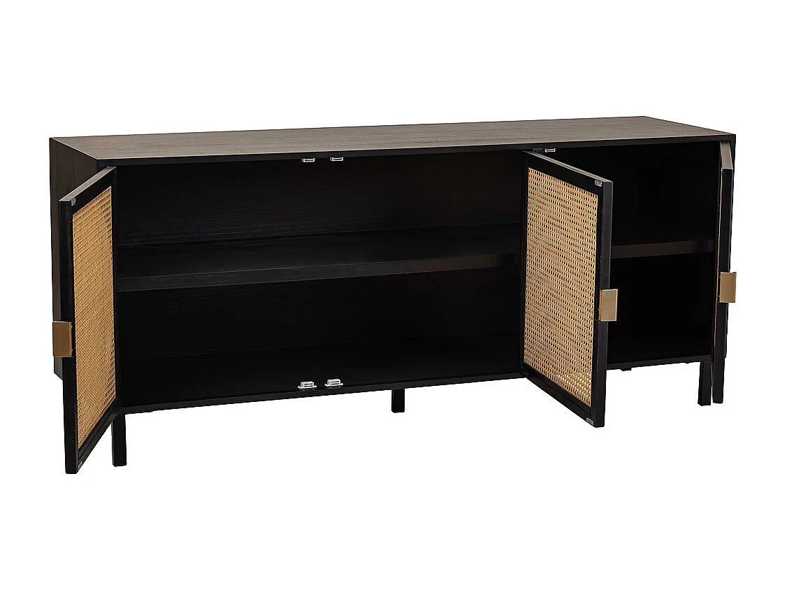 Buffet en bois et grillage noir 165x45x70h