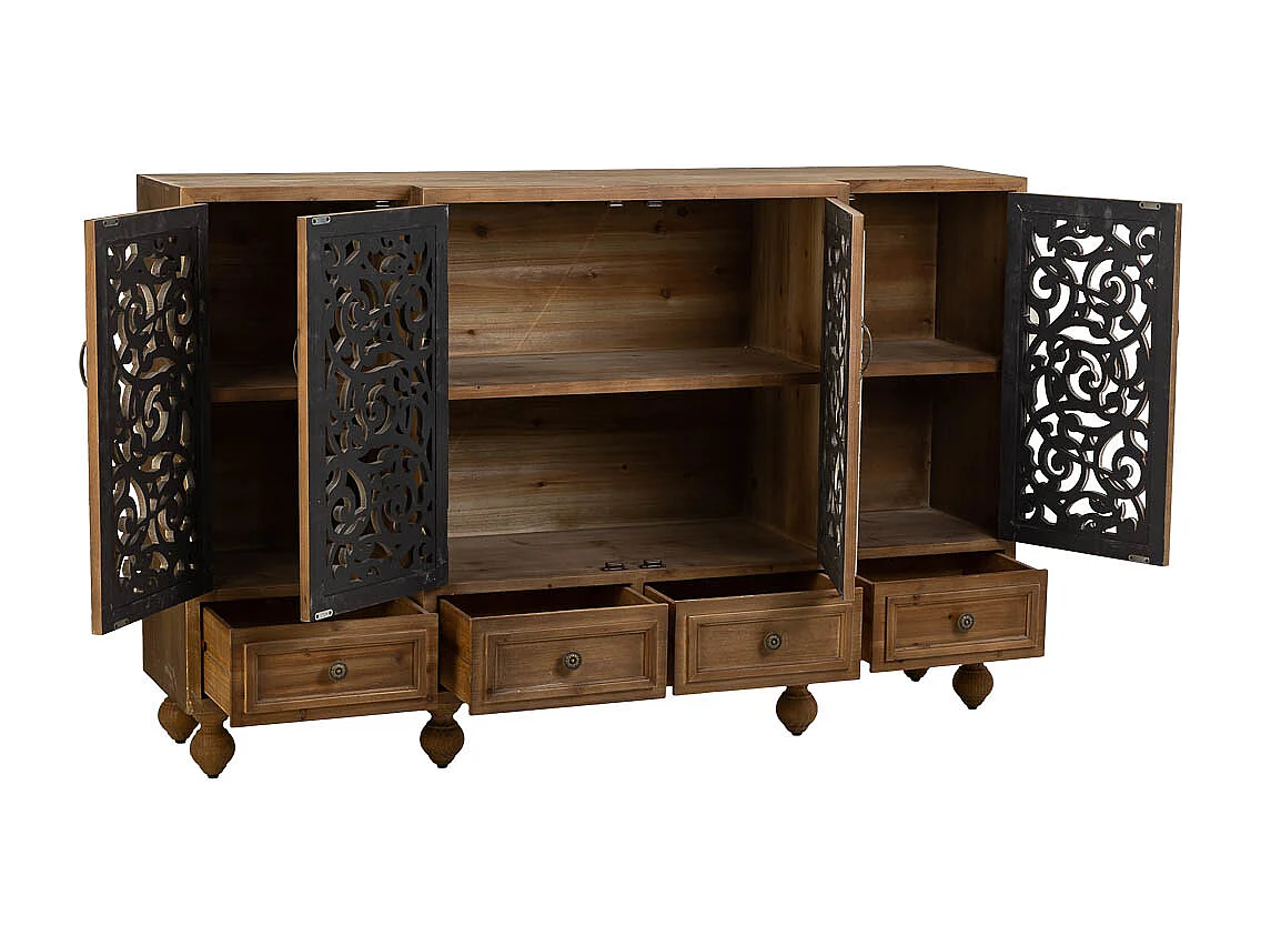 Aparador de madeira marrom 160x42x102