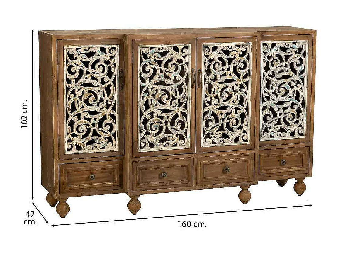 Aparador de madeira marrom 160x42x102