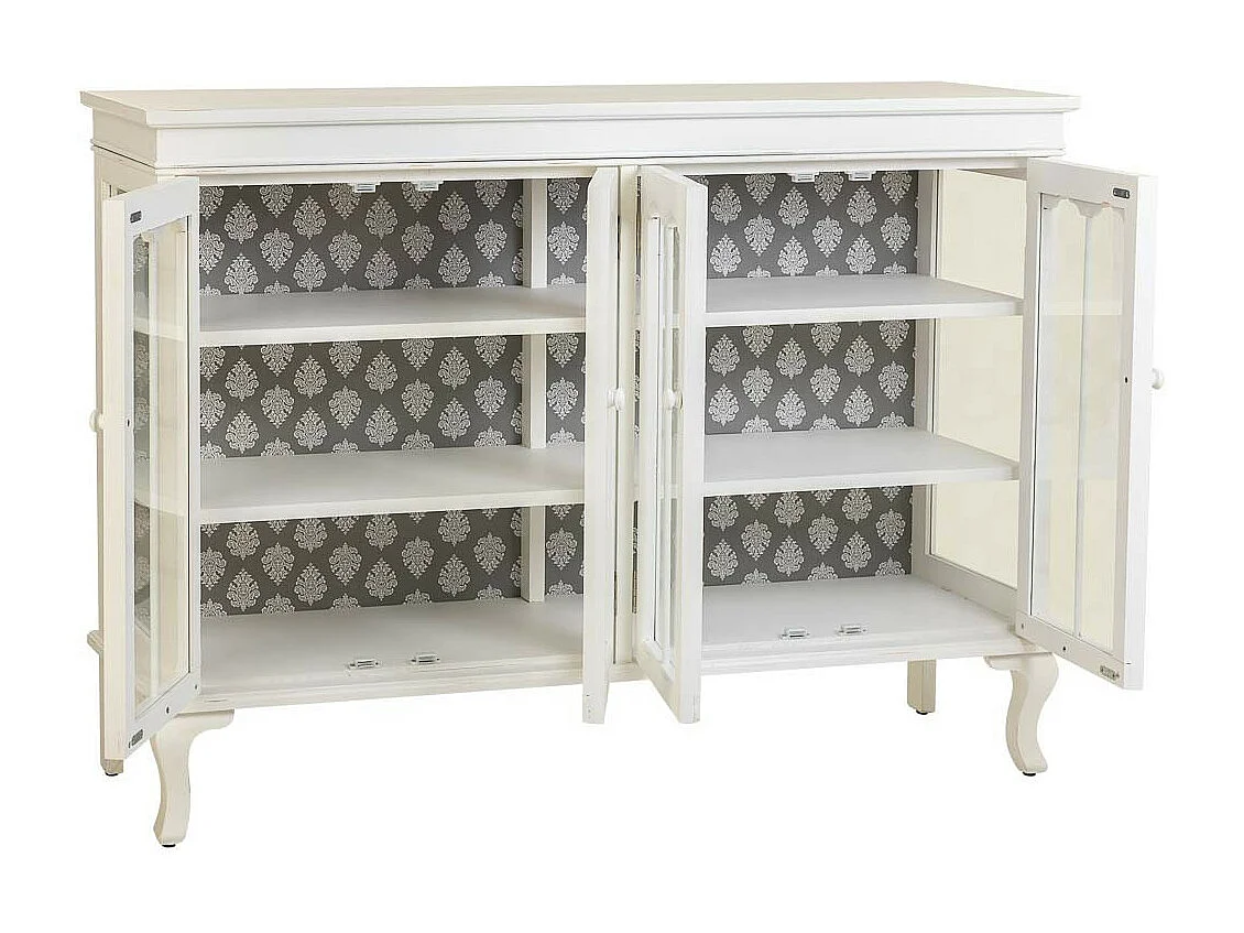 Aparador de madeira branco 142,5x40,5x101,5