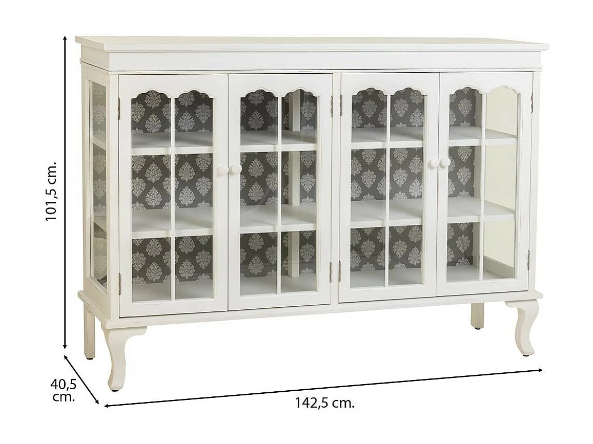 Aparador de madeira branco 142,5x40,5x101,5