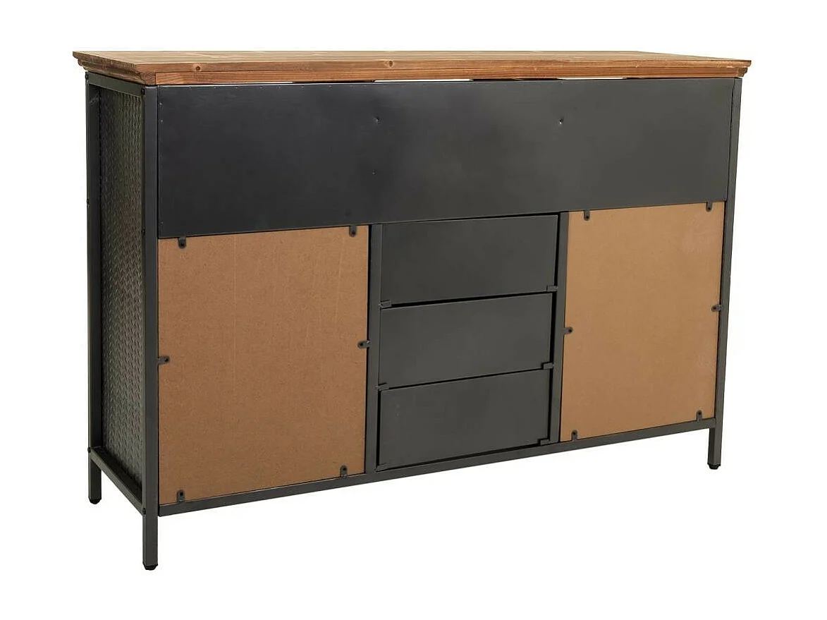 Credenza in metallo nero e legno 121,5x36x82,5h
