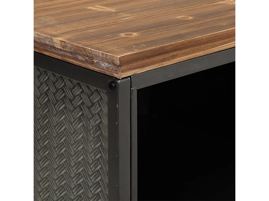 Credenza in metallo nero e legno 121,5x36x82,5h