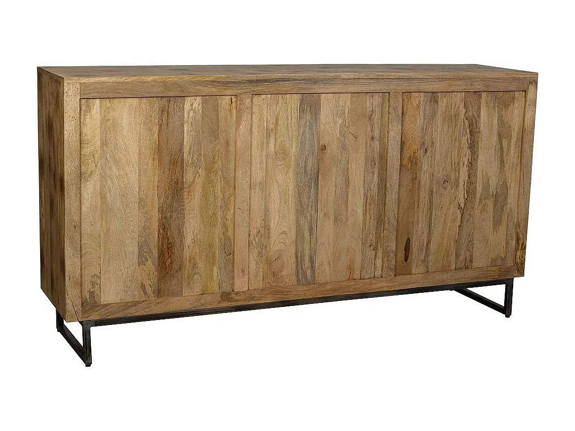 Credenza in legno e finiture in pelle marrone 180x47x95h