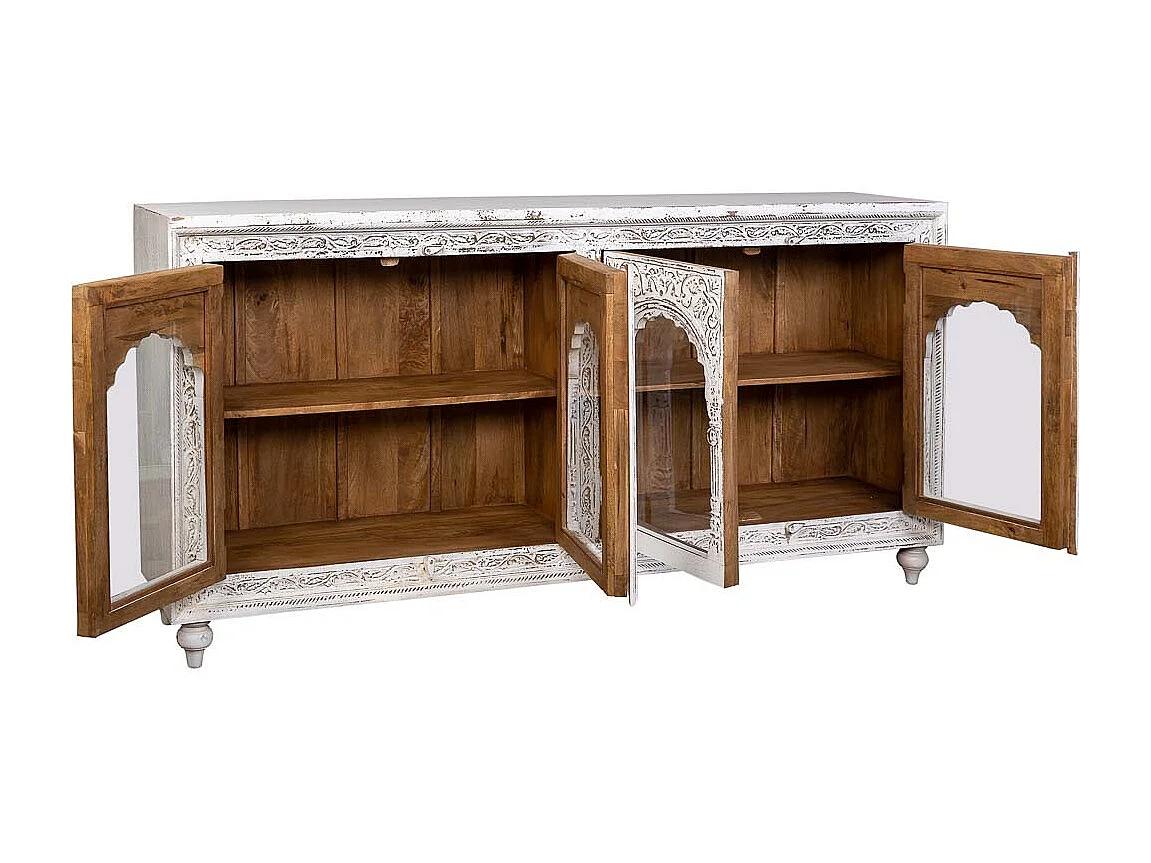Buffet en bois blanc 204x43x101