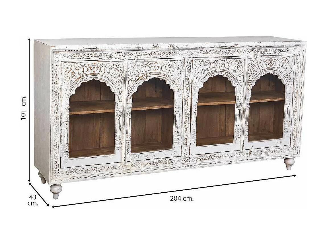 Buffet en bois blanc 204x43x101