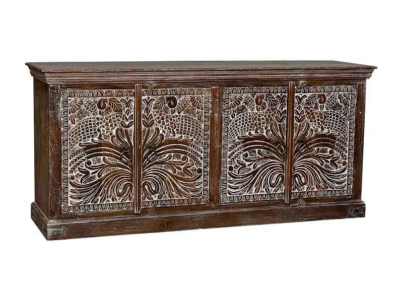 Buffet en bois avec finition marron 180x40x80h