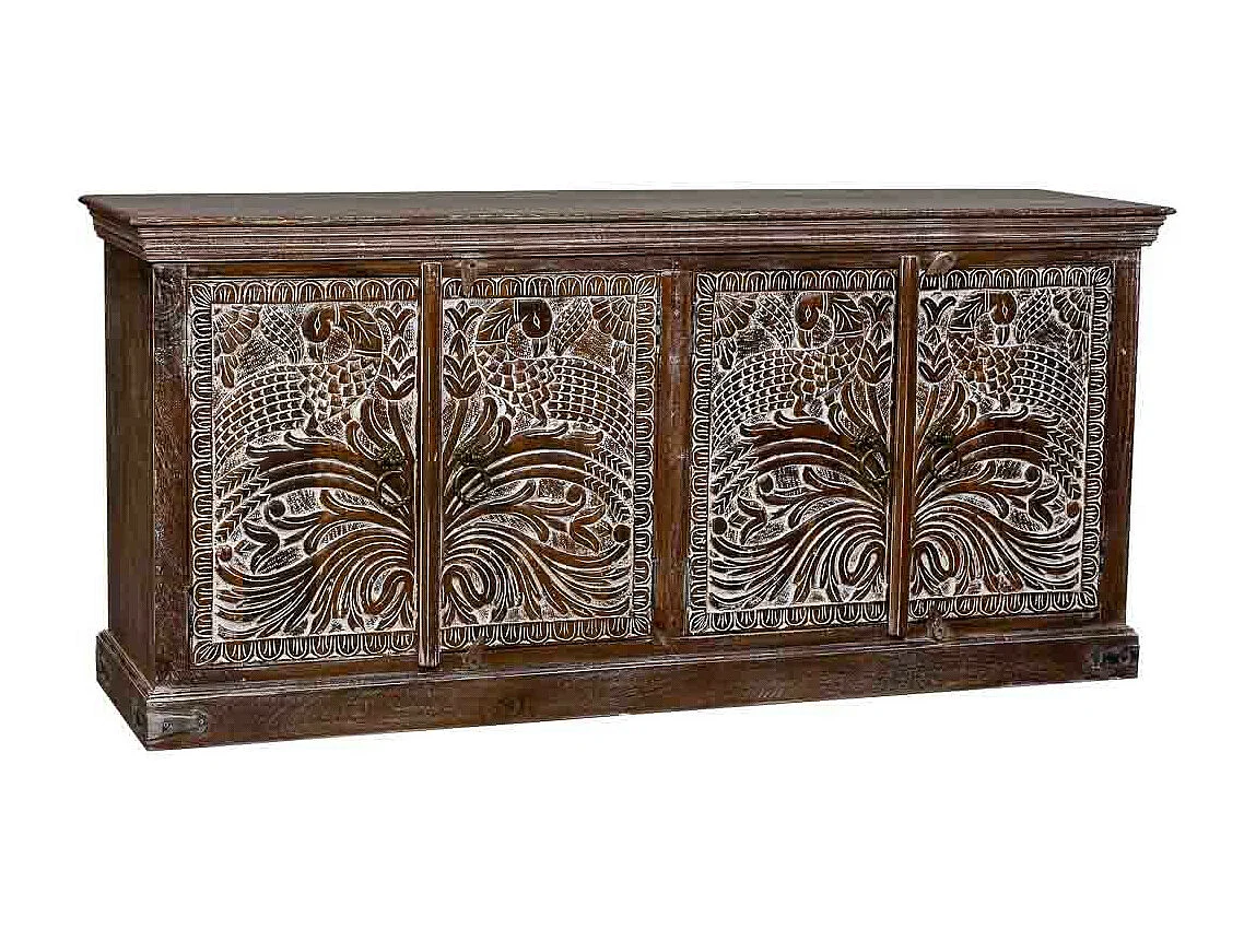 Buffet en bois avec finition marron 180x40x80h