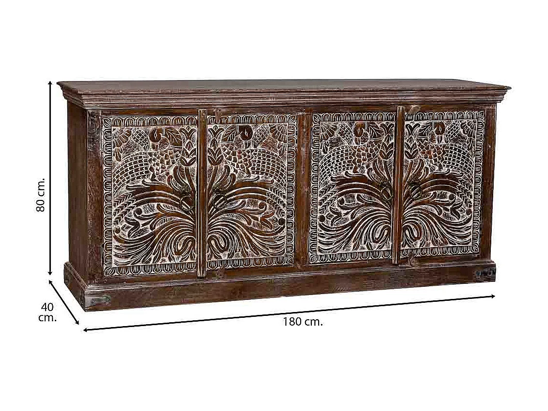 Buffet en bois avec finition marron 180x40x80h