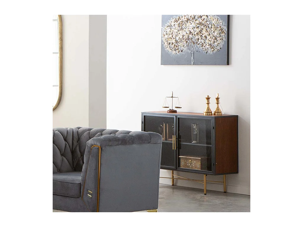 Buffet en bois et métal blanc 100x35x80h