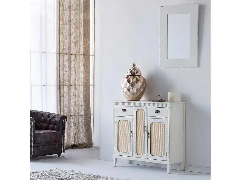 Aparador de madeira branco 95x36x88