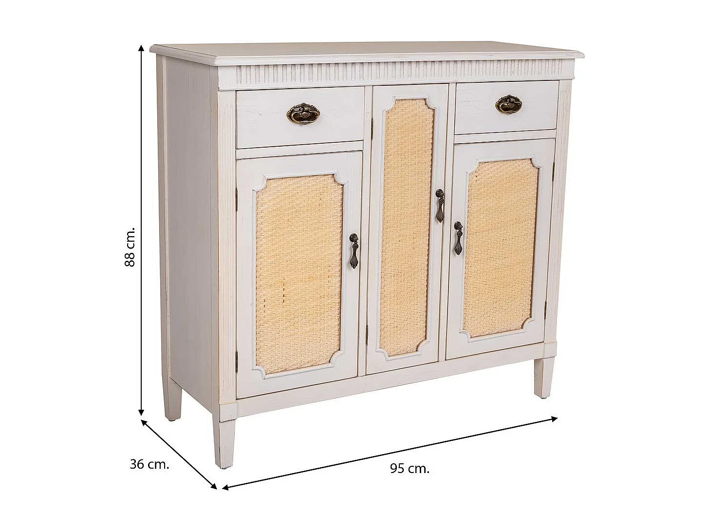 Buffet en bois blanc 95x36x88h