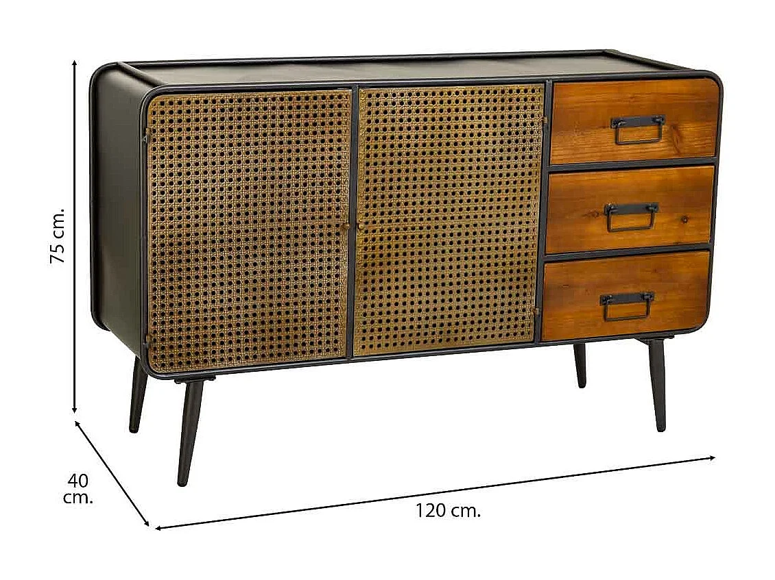 Credenza in metallo marrone 120x40x75h