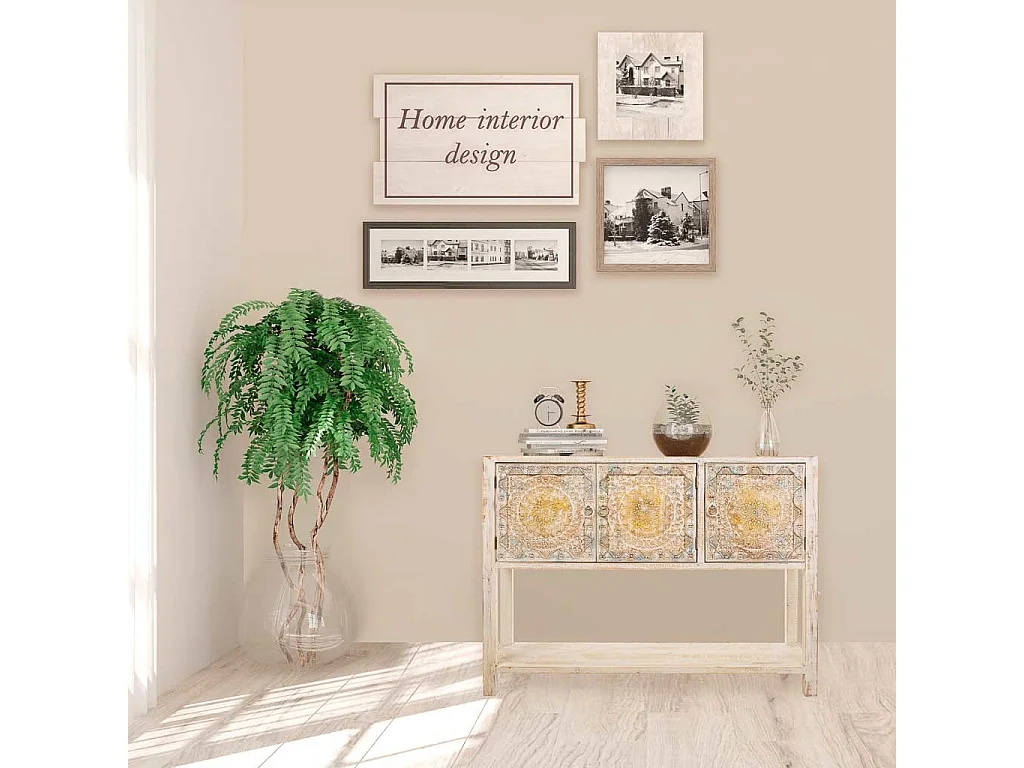 Credenza in legno intagliato marrone 120x35x90h