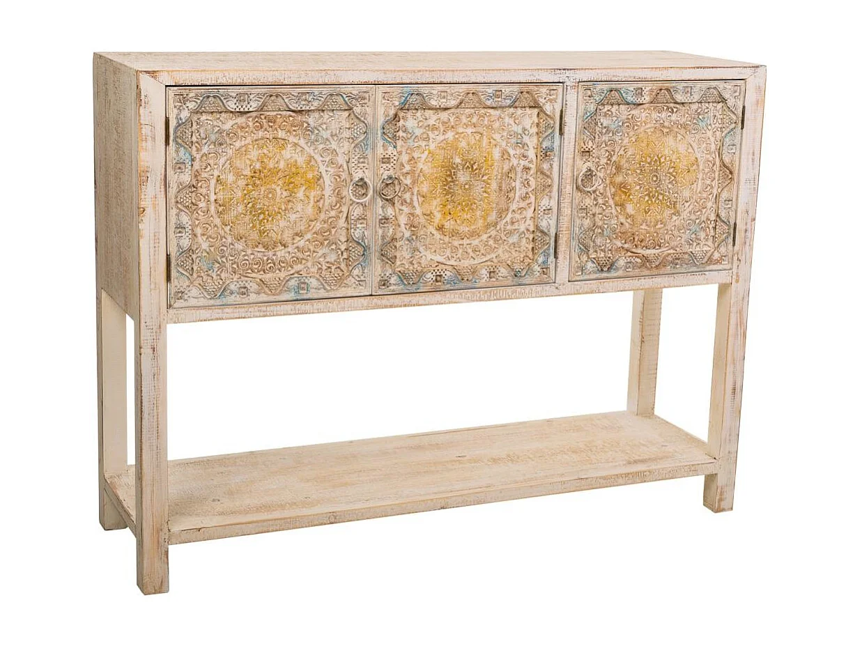 Credenza in legno intagliato marrone 120x35x90h