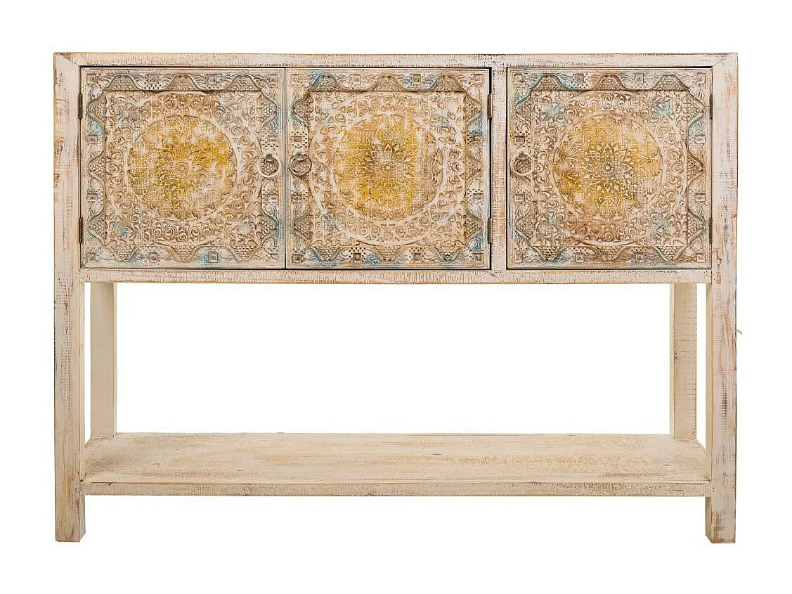 Credenza in legno intagliato marrone 120x35x90h