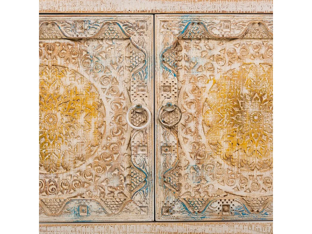 Credenza in legno intagliato marrone 120x35x90h