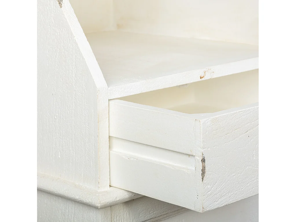 Buffet en bois vieilli blanc 129x45x106h