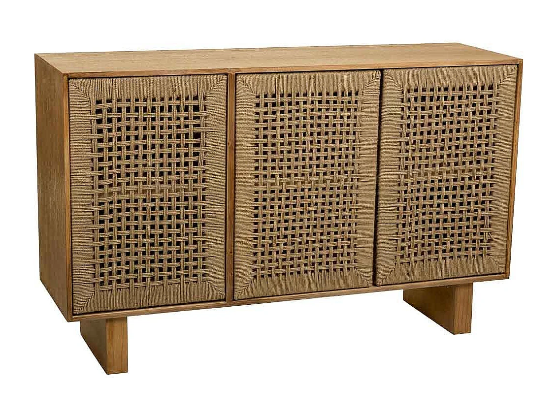 Buffet en bois et corde tressée marron 120x36x75h