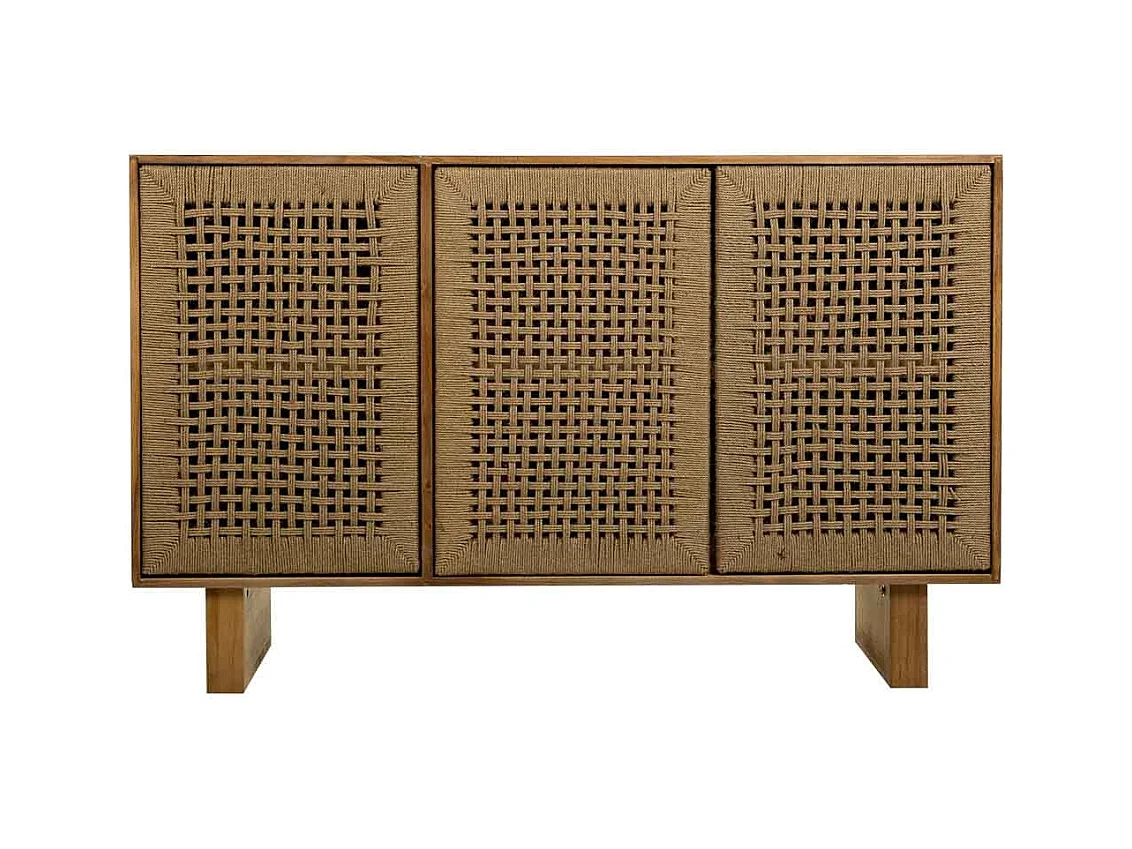 Buffet en bois et corde tressée marron 120x36x75h