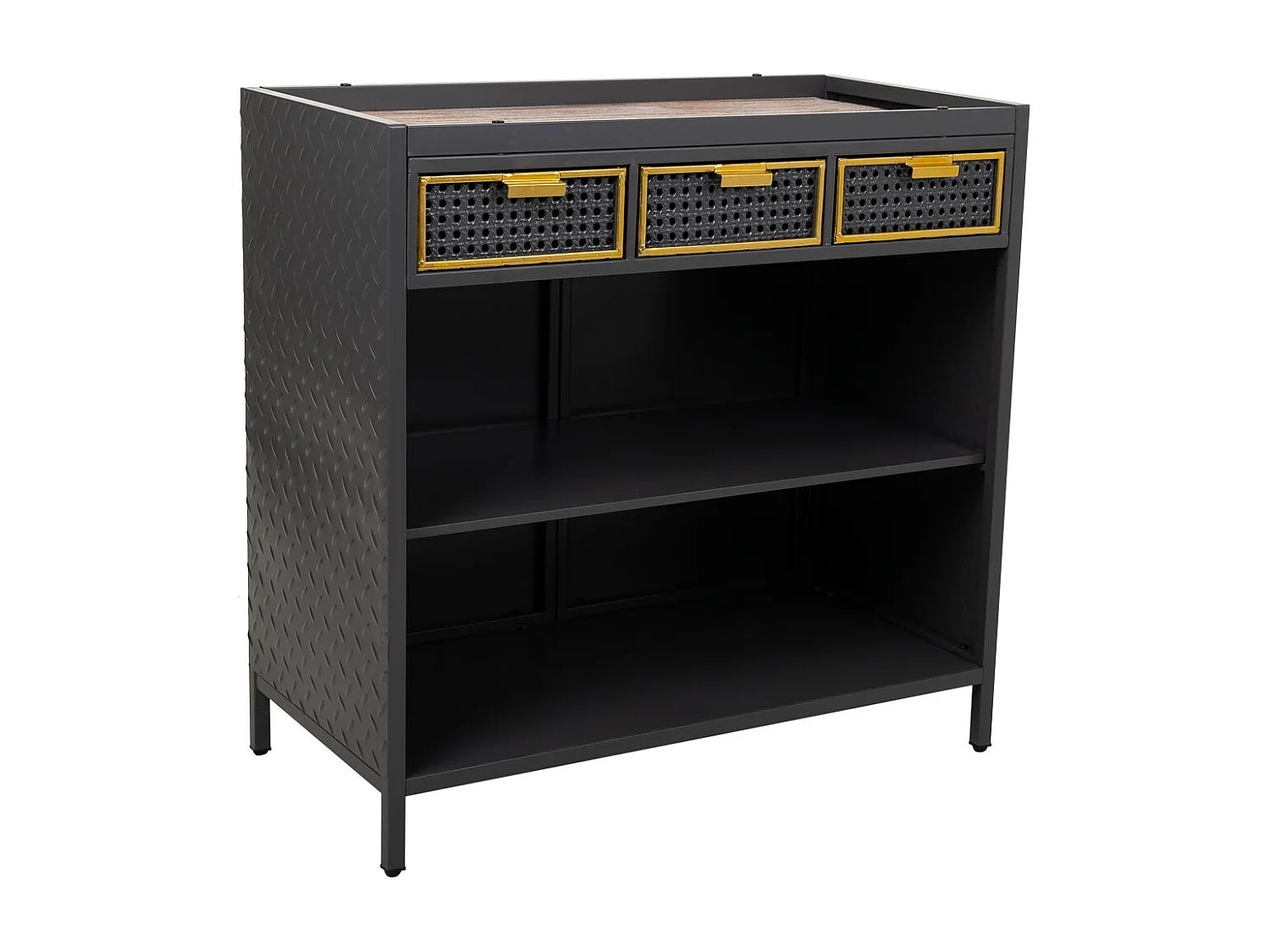 Buffet en métal et bois gris 80x40x79h