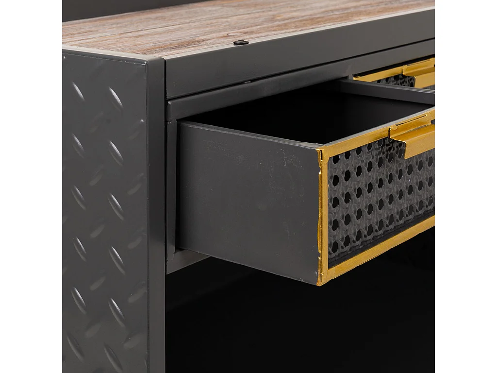 Buffet en métal et bois gris 80x40x79h