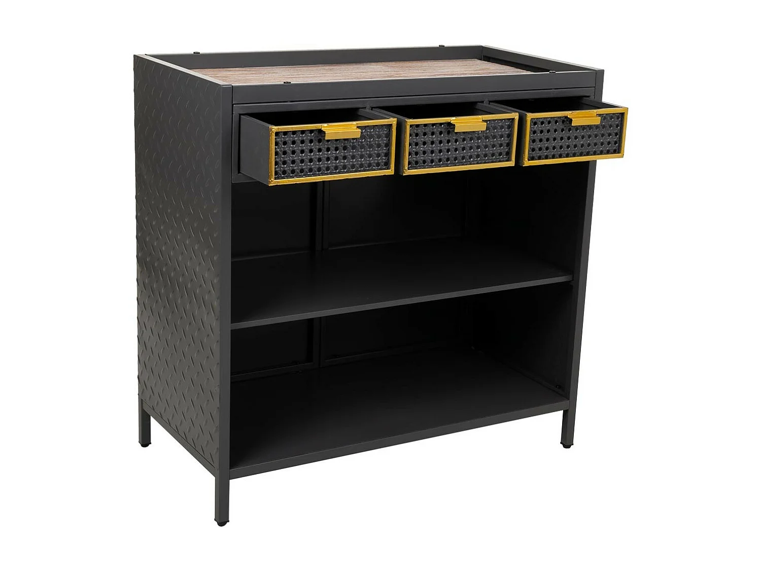 Aparador de metal y madera gris 80x40x79