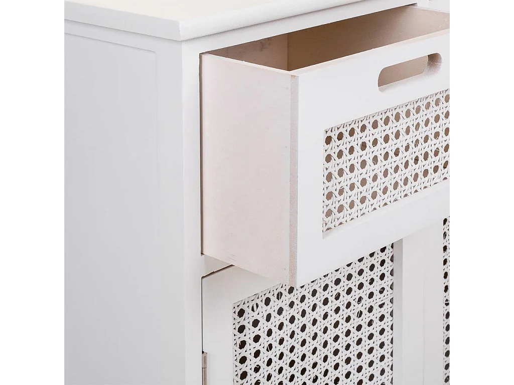 Aparador de madeira branca e malha 86x33x78,5