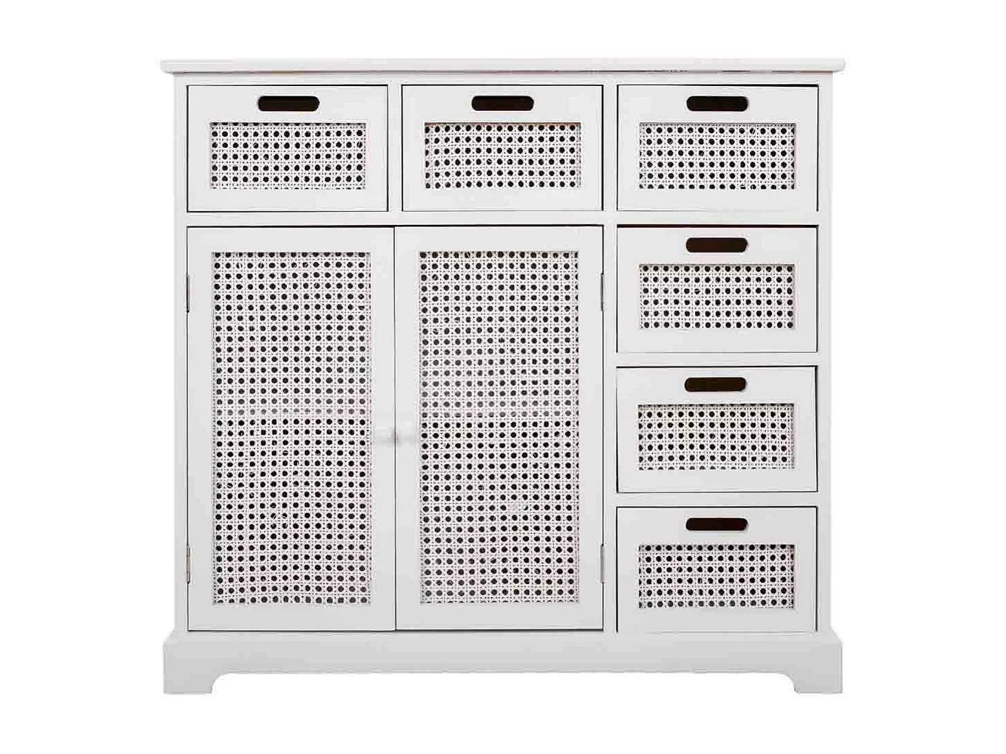 Aparador de madera y rejilla blanco 86x33x78.5