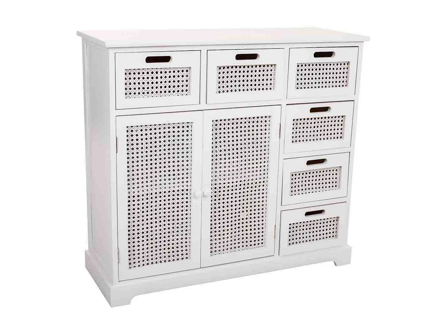 Aparador de madera y rejilla blanco 86x33x78.5