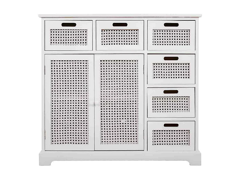 Credenza in legno e rete bianca 86x33x78,5h