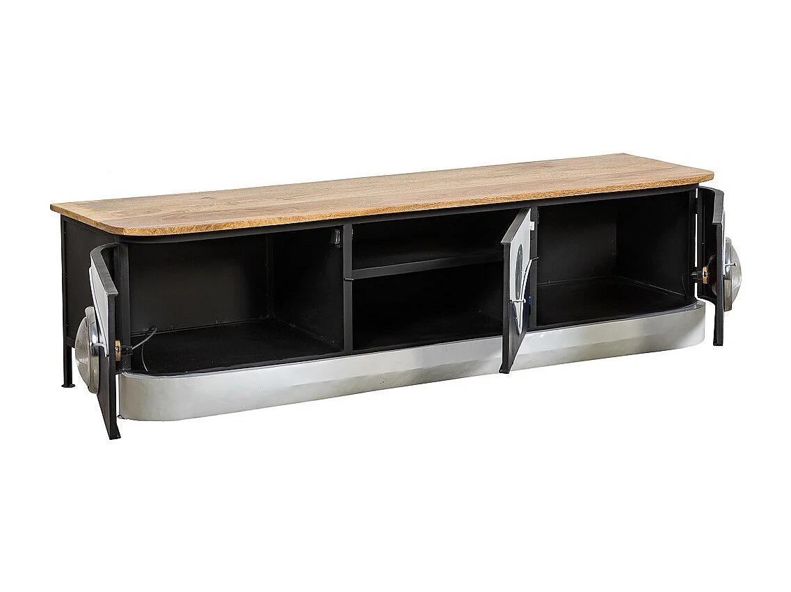 Aparador furgoneta de madera y metal azul 183x50x50