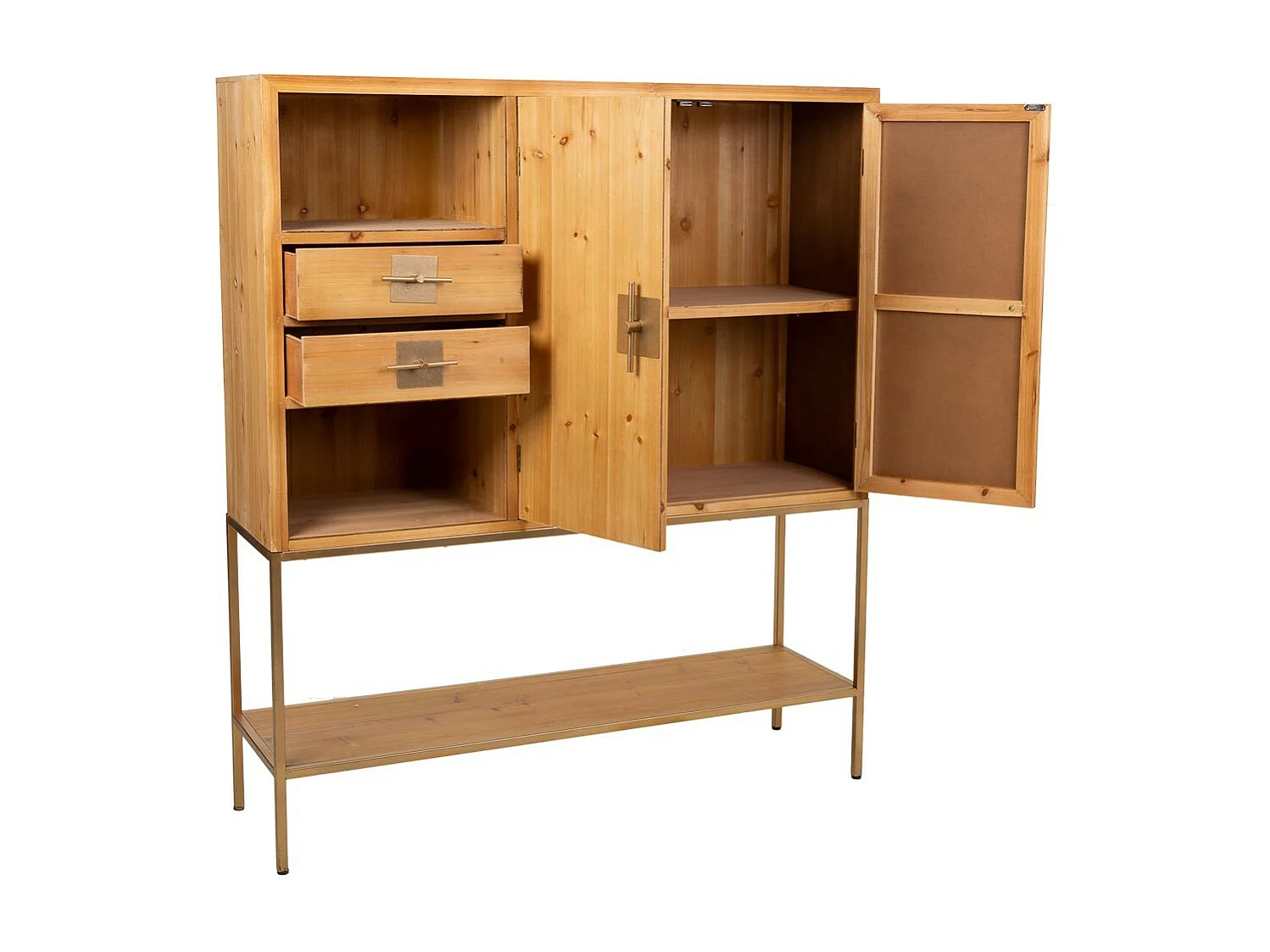 Credenza in legno e metallo marrone 120x37,5x139,5h