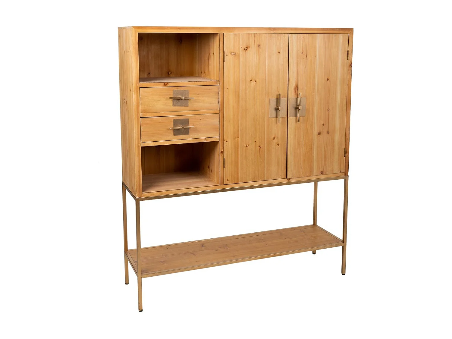 Aparador de madera y metal marrón 120x37,5x139,5