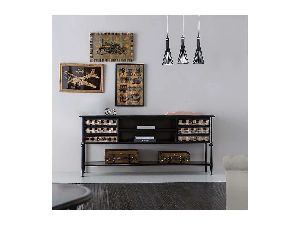 Buffet en métal marron 180x45x80h