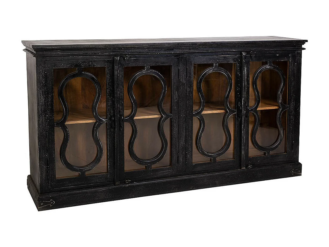 Buffet en bois noir 193x38x96h