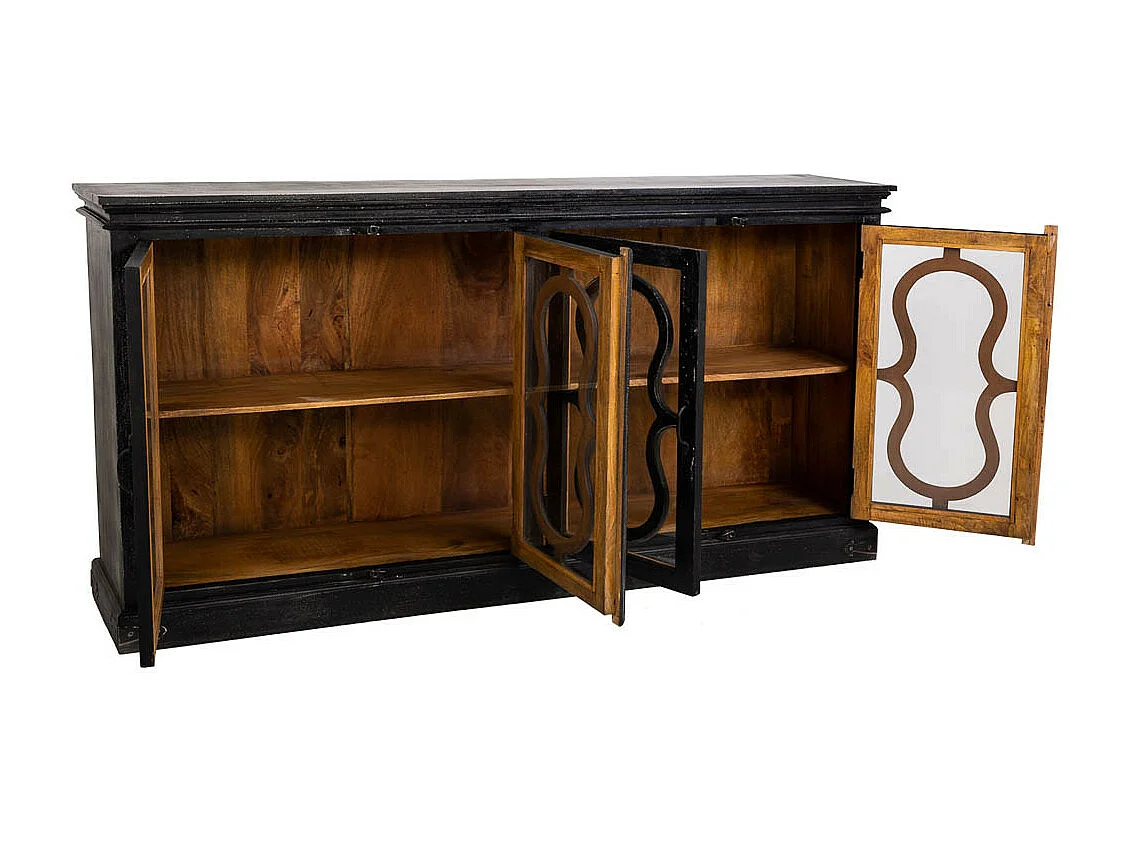Buffet en bois noir 193x38x96h