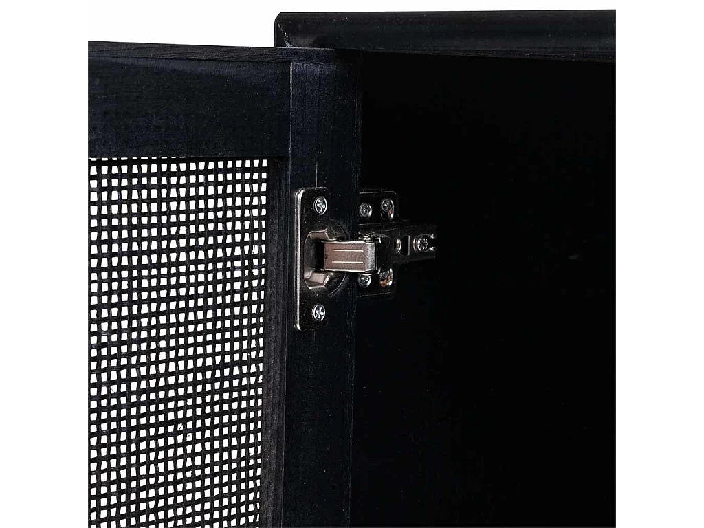 Aparador de madeira lacada preta e grelha 120x41,5x71