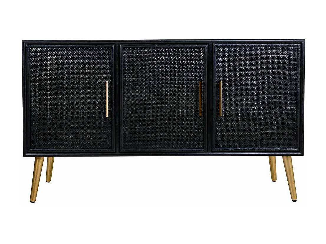 Credenza in legno laccato nero e griglia 120x41,5x71h