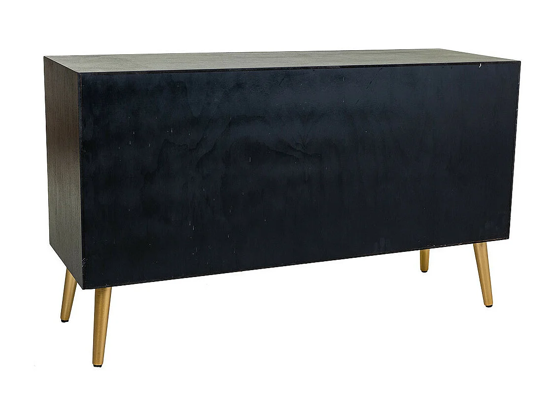 Credenza in legno laccato nero e griglia 120x41,5x71h