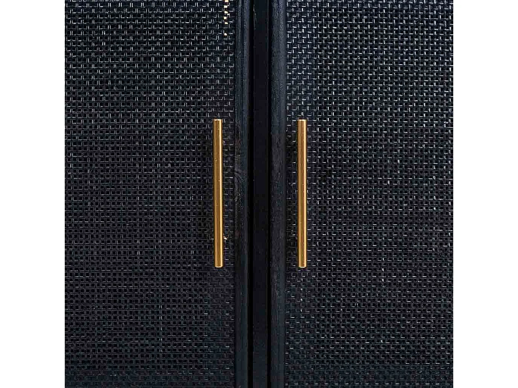 Credenza in legno laccato nero e griglia 120x41,5x71h