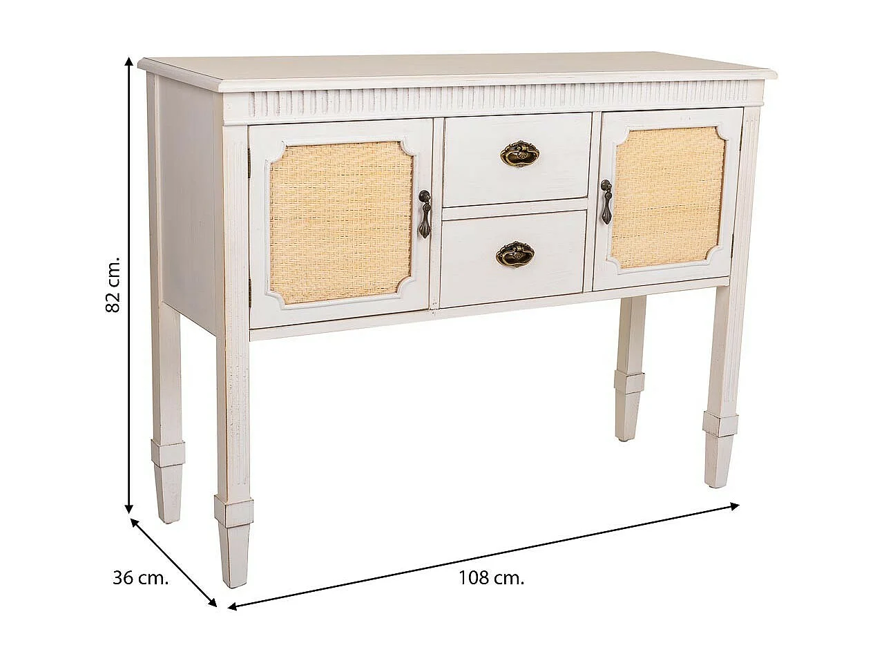 Aparador de madera blanco 108x36x82