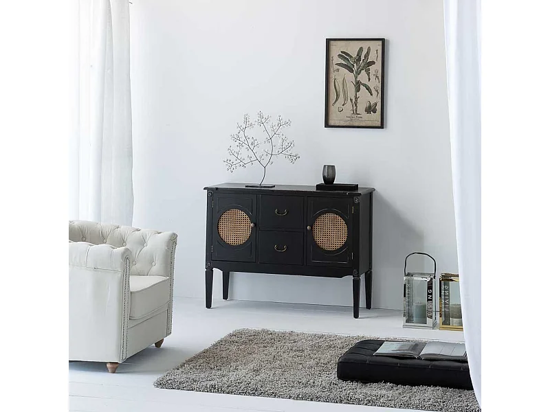 Buffet en bois noir 106x40x78h