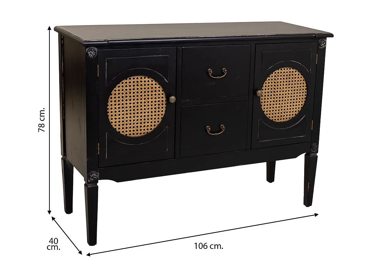 Aparador de madeira preto 106x40x78