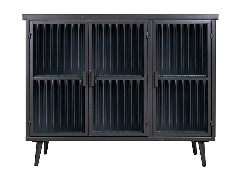 Buffet en métal et bois noir 102x33x79,5h